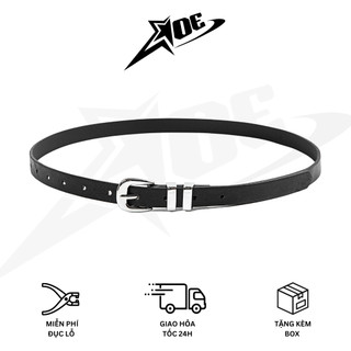 (Có sẵn) AOE STUDIO - Thắt lưng nam nữ da PU  bản nhỏ dây nịt cao cấp 2 sọc khóa cài đơn giản dễ phối hằng ngày Y2K