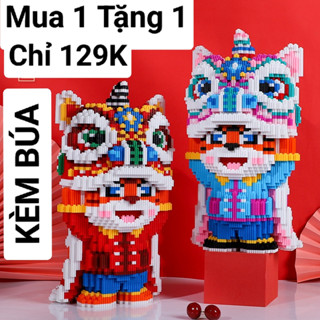 [TẶNG BÚA] 129k 2 bộ XẾP HÌNH hổ đầu lân Đồ chơi lắp ráp mô hình cỡ lớn Hàng Đẹp bear bricK(Tặng Kèm Búa)!!!!