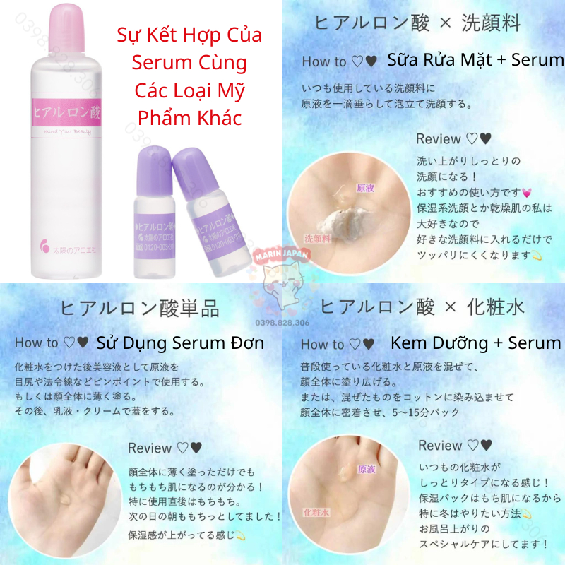 Serum Cấp Ẩm HA Tím Hyaluronic Acid Nhật Bản 80ml + 10ml + 10ml