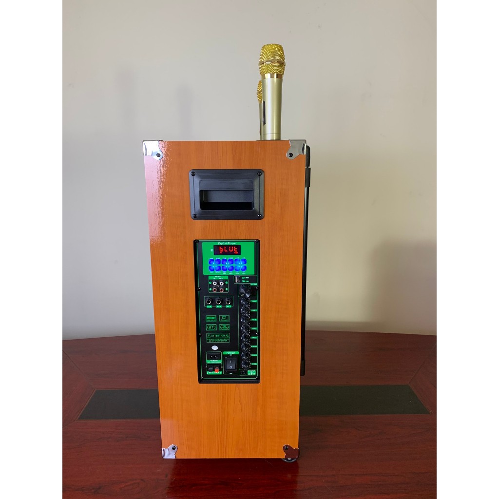 Loa kéo karaoke Ontekco 1502 bass 40 vỏ gỗ tặng kèm 2 mic, âm thanh sắc nét chống hú, mặt lưới kim loại, BH 12 tháng