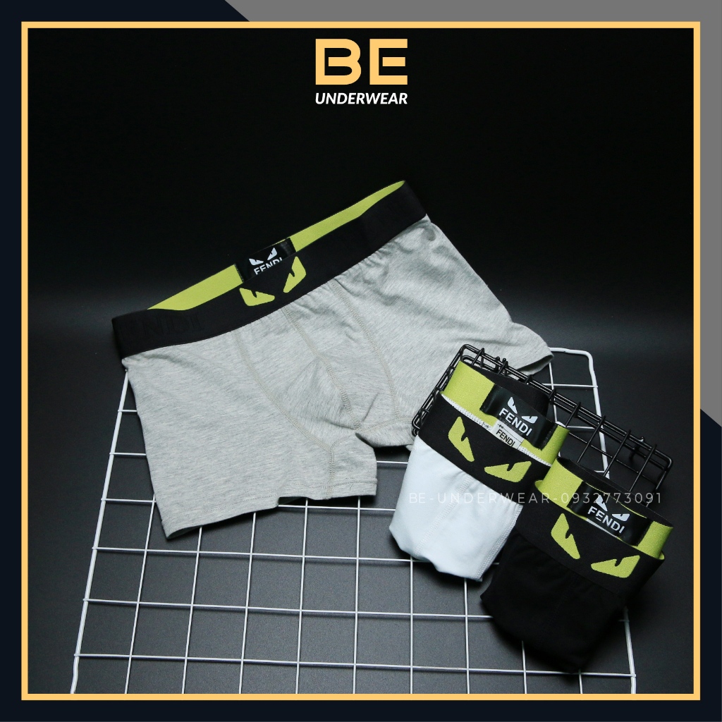 Quần sịp nam, COMBO 3 quần lót nam boxer thể thao siêu thấm hút mồ hôi Be Underwear màu trắng, xám, đen FEN1
