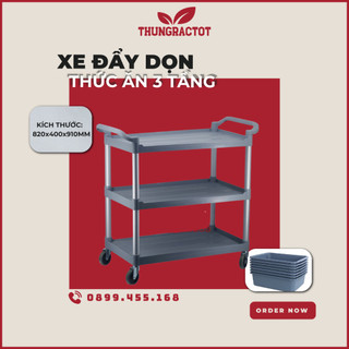 Xe Đẩy Thức Ăn 3 Tầng Nhựa PP Cao Cấp