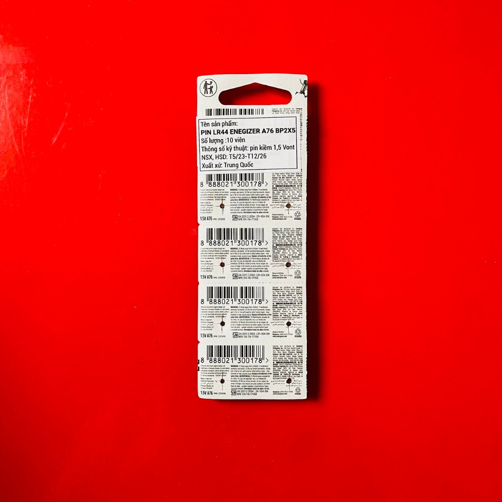 Vỉ 10 viên pin 357 LR44 A76 Energizer loại tốt thay máy tính Casio
