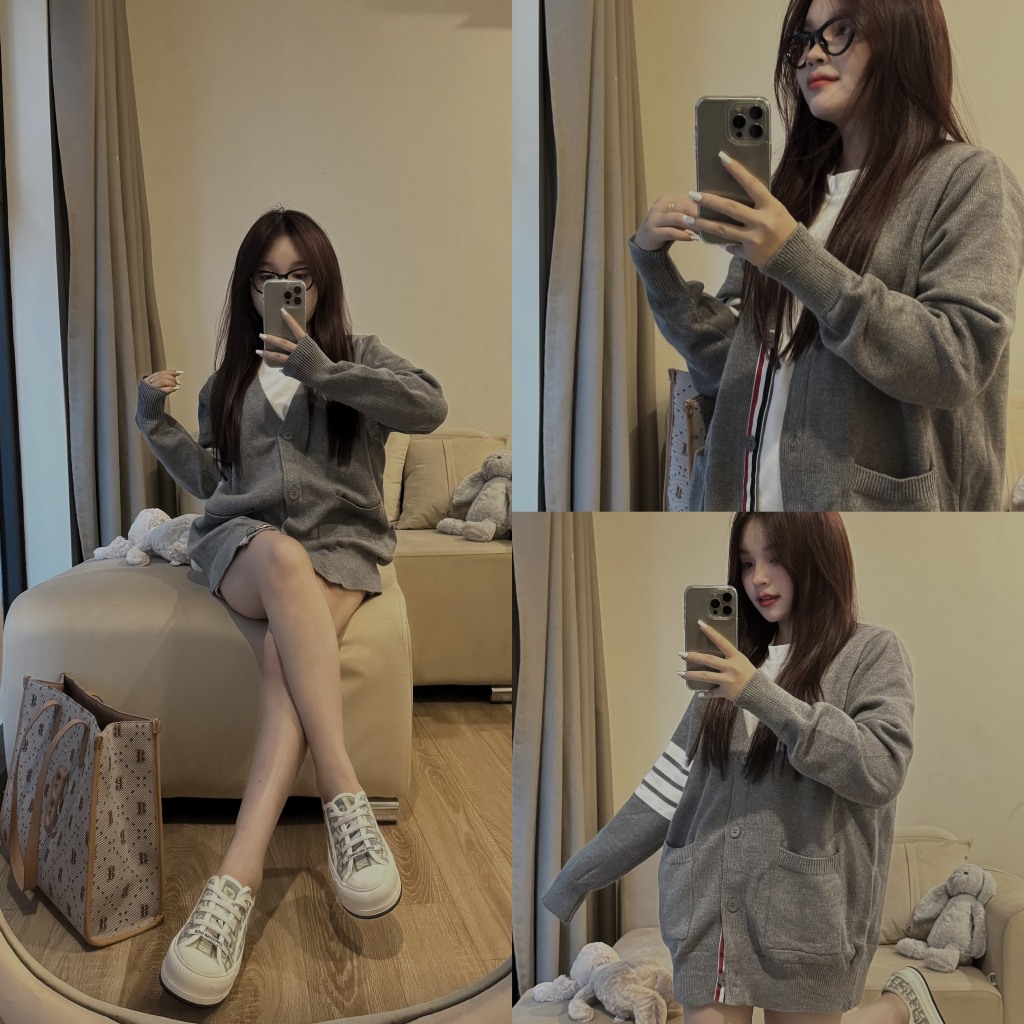 EMPINKCLOTHING - ÁO CDG TH0M KẺ TRẮNG LOẠI DÀY