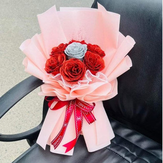 Bó Hoa To 7 Bông Kim Tuyến Tặng Kèm Thiệp Và Đèn, Bó 7 Bông Nhũ VN98 Flowers