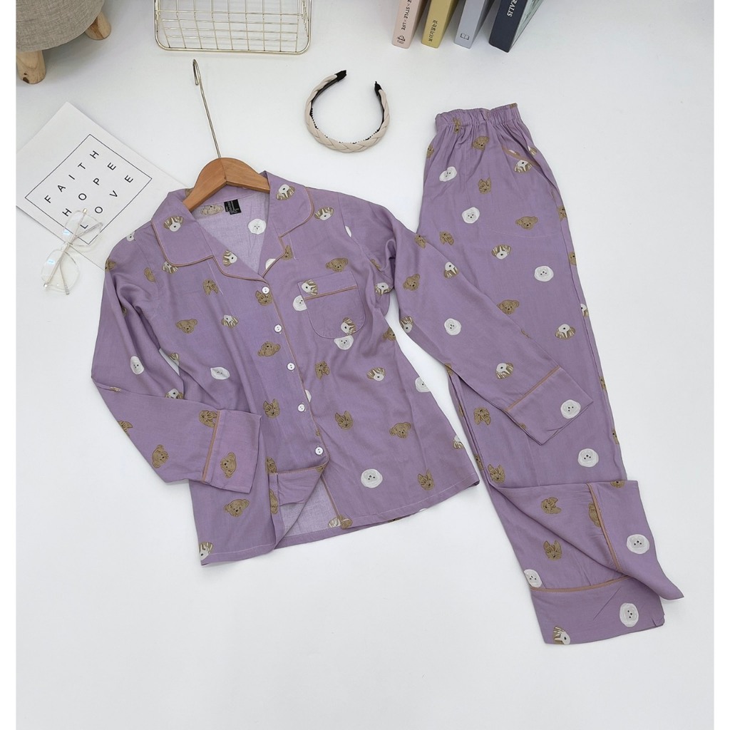 Bộ Pijamas dài chất tole