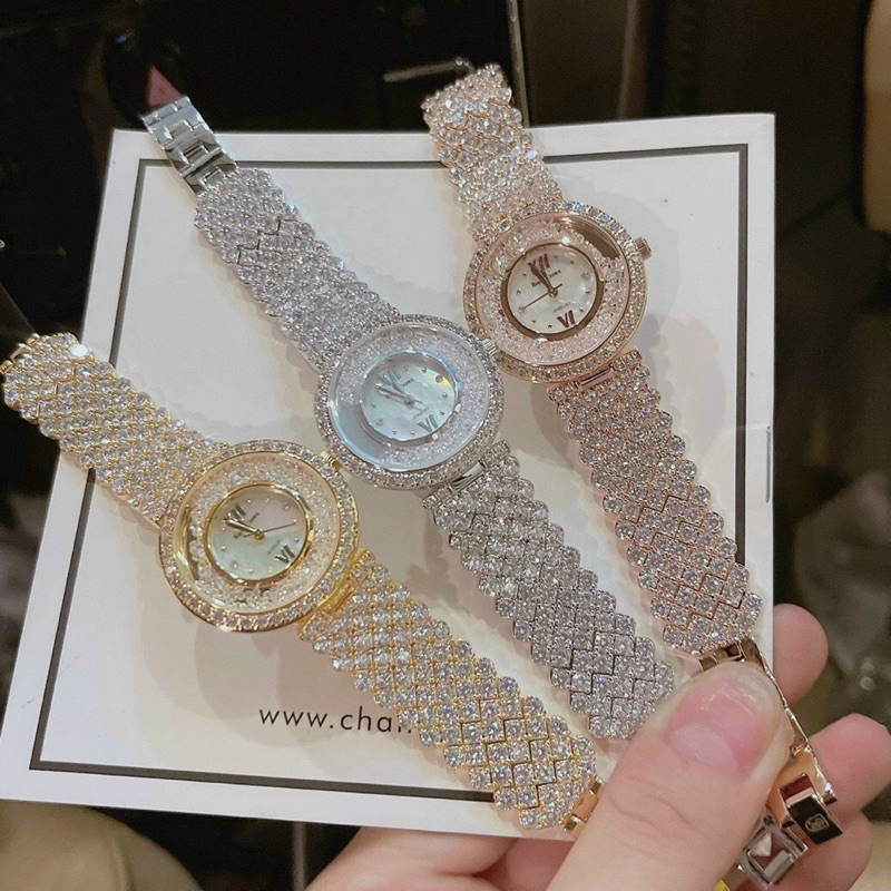 Đồng hồ nữ Royal Crown 2606 mặt tròn Đính đá dây kim loại chính hãng
