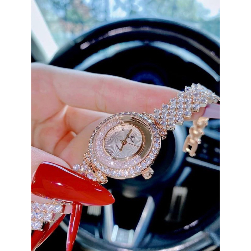 Đồng hồ nữ Royal Crown 2606 mặt tròn Đính đá dây kim loại chính hãng