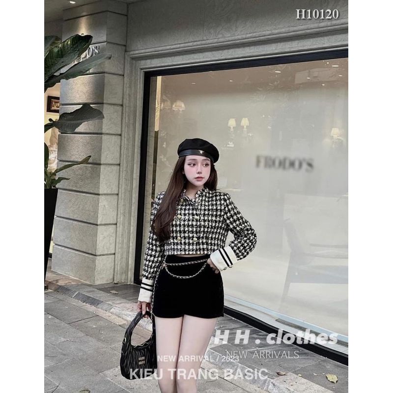 Set Áo Dạ 2 Lớp Khuy Đồng Mix Quần Nhung Kèm Dây Xích