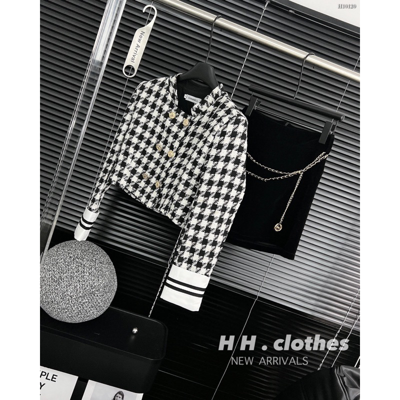 Set Áo Dạ 2 Lớp Khuy Đồng Mix Quần Nhung Kèm Dây Xích