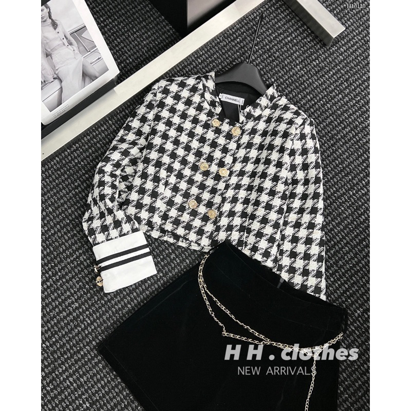 Set Áo Dạ 2 Lớp Khuy Đồng Mix Quần Nhung Kèm Dây Xích