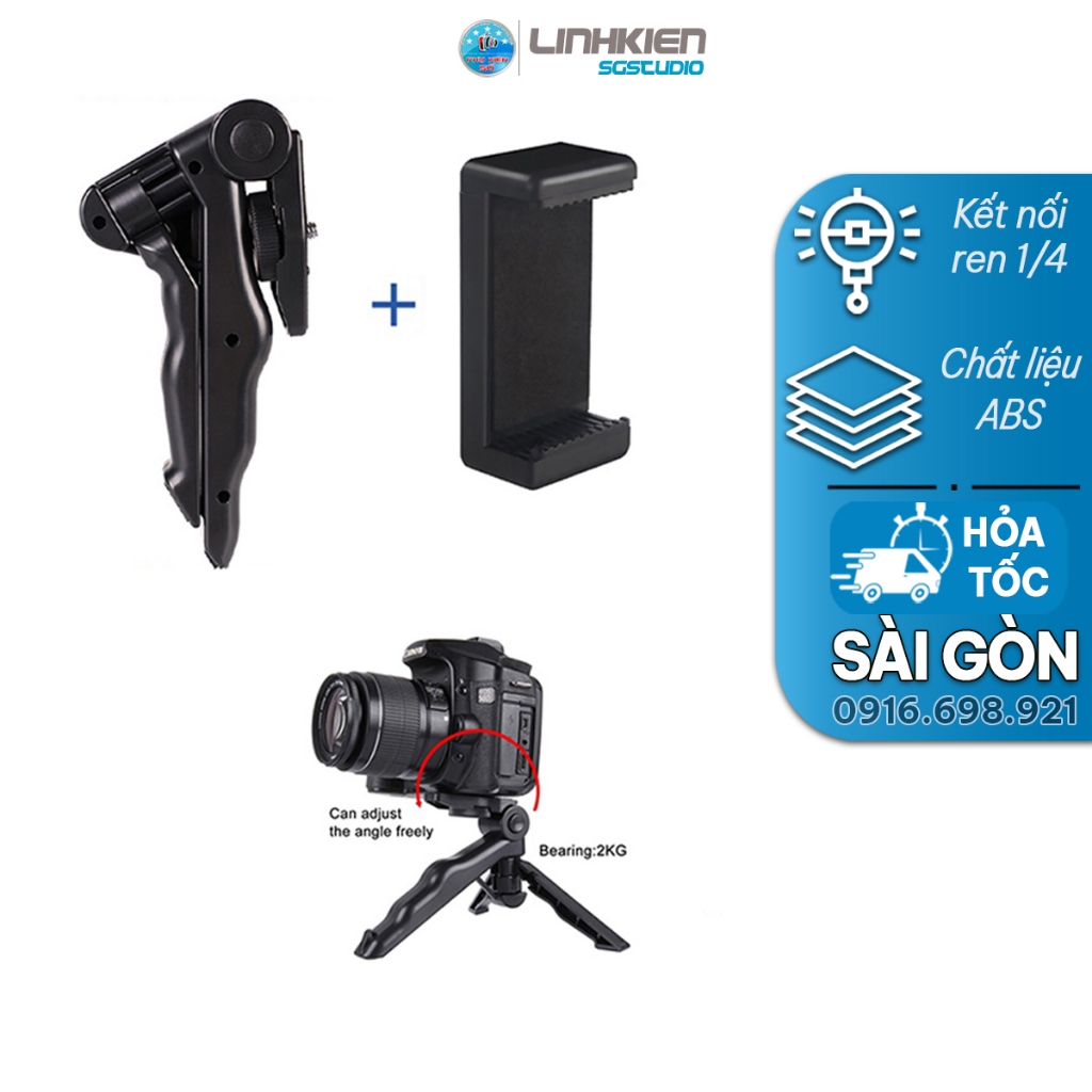 🔥 GIÁ SỈ 🔥 Giá đỡ 3 chân kiêm tay cầm HandGrip Camera Gopro Máy ảnh Điện thoại Có Thể Gập Lại gọn nhẹ tiện dụng