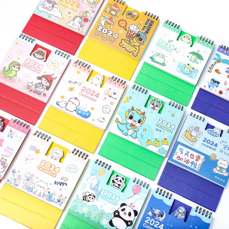Lịch để bàn lò xo cứng xinh xinh mẫu TẾT 2024