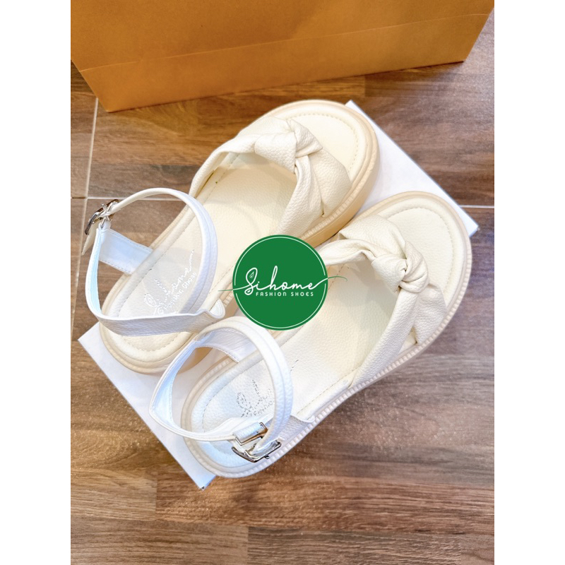 Giày Sandal nữ, dép sandal nữ quai thắt nút khóa cài đế su 4PH êm chân cực xinh