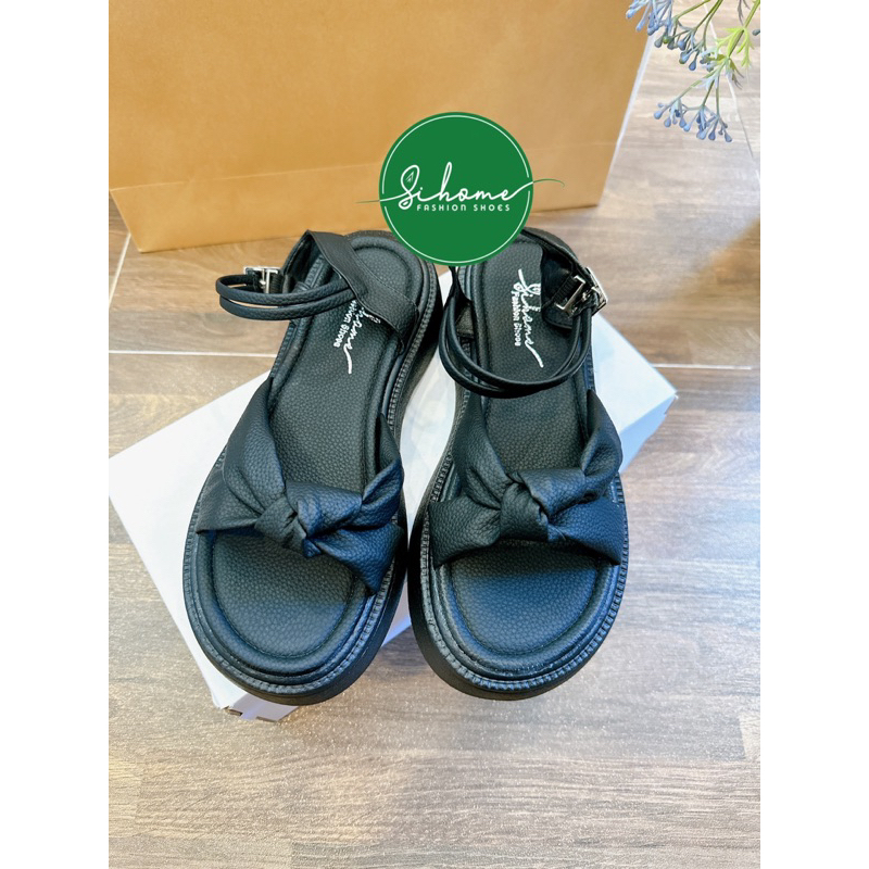 Giày Sandal nữ, dép sandal nữ quai thắt nút khóa cài đế su 4PH êm chân cực xinh