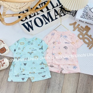 Bộ cộc sơ sinh Unchi cúc chéo vải thun lạnh pettit