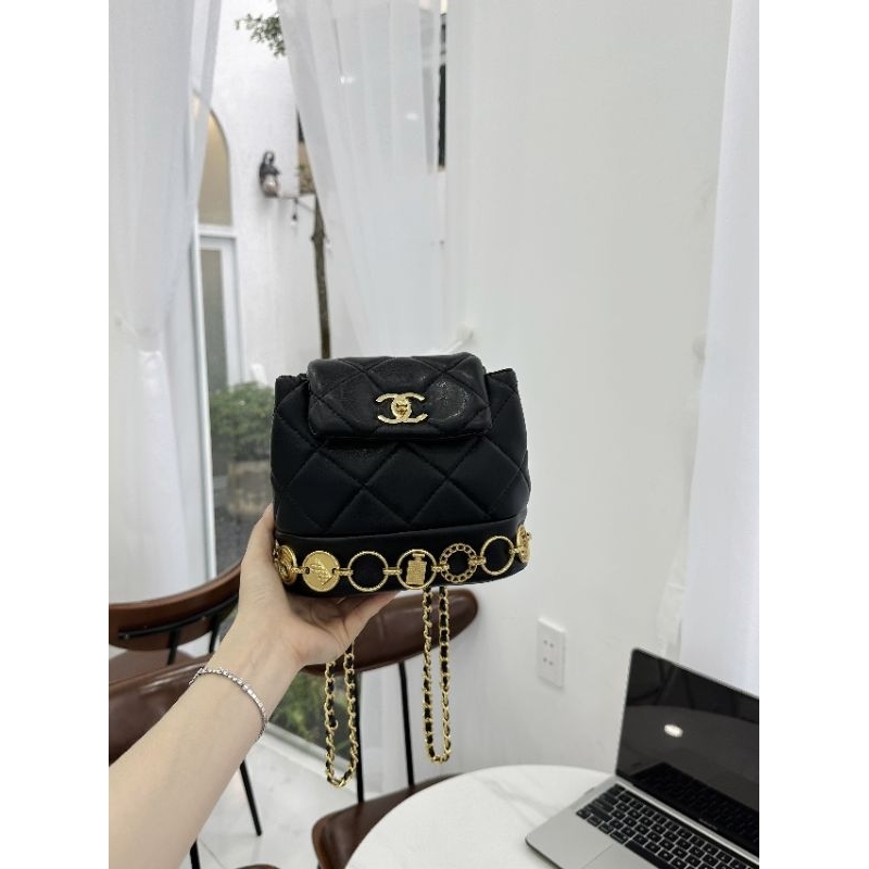 Balo mini hobo xích charm vòng ô trám mới nhất 18cm