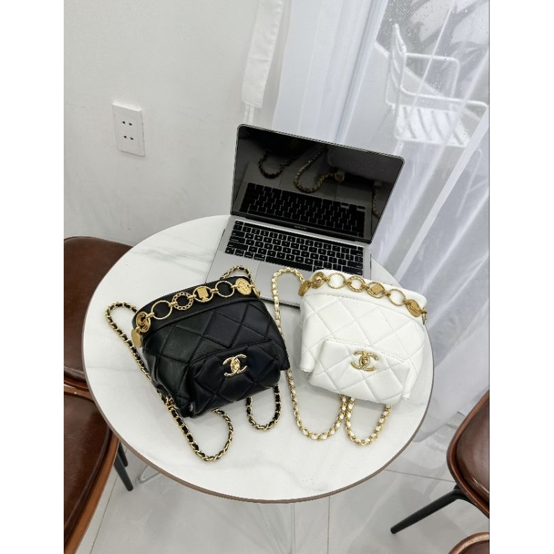 Balo mini hobo xích charm vòng ô trám mới nhất 18cm