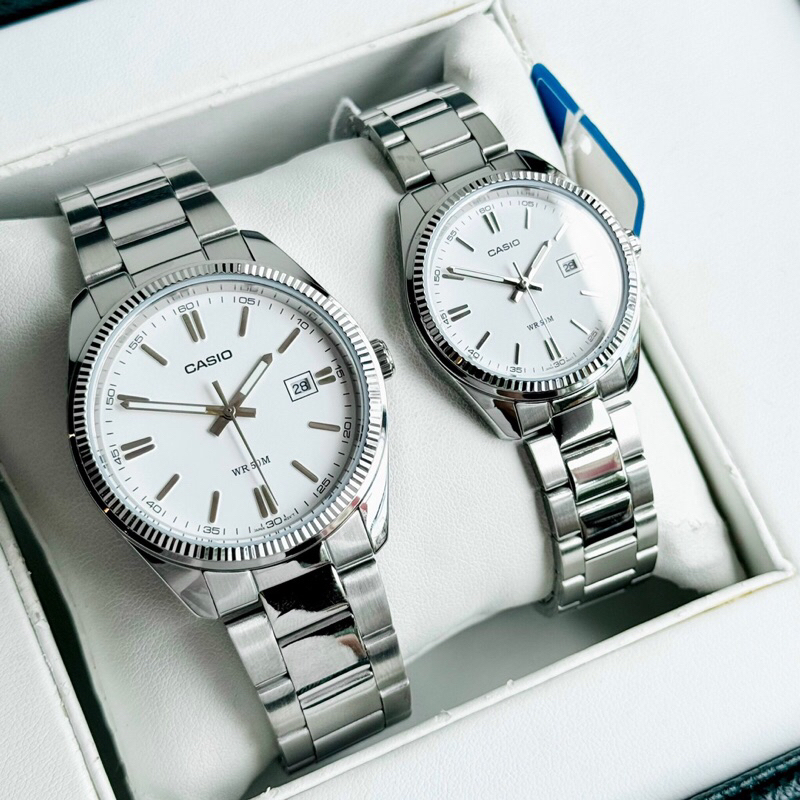 Đồng hồ kim nam nữ dây thép Casio MTP 1302D full silver