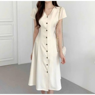 Đầm váy freesize cổ V form dài thắt eo 2 màu