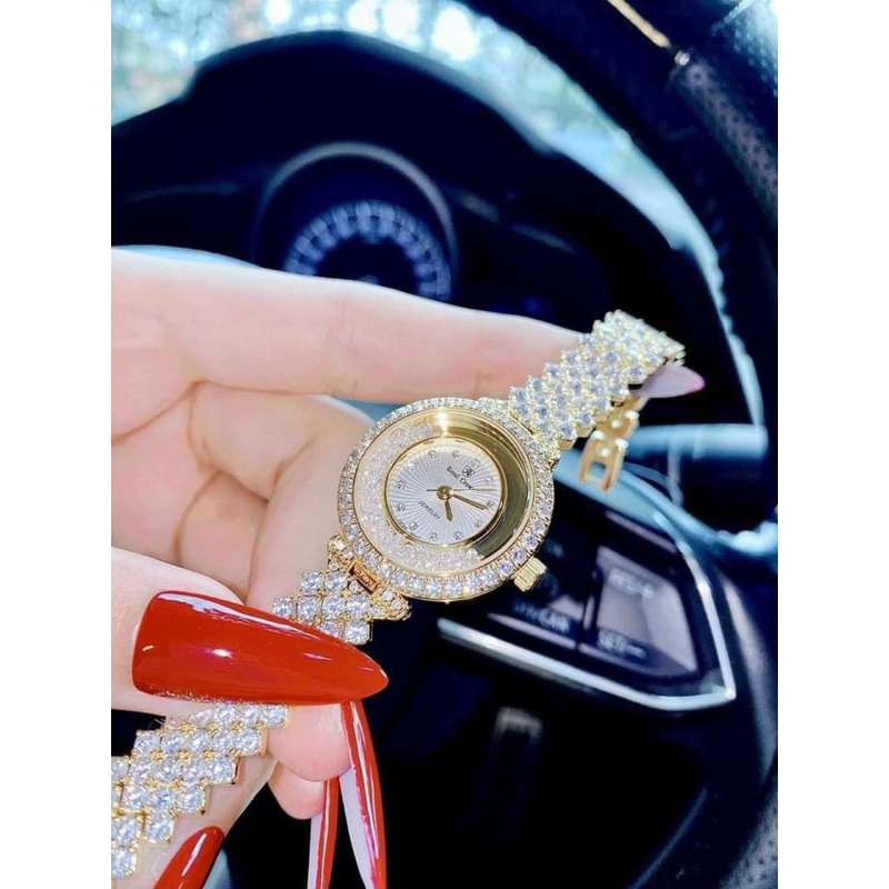 Đồng hồ nữ Royal Crown 2606 mặt tròn Đính đá dây kim loại chính hãng