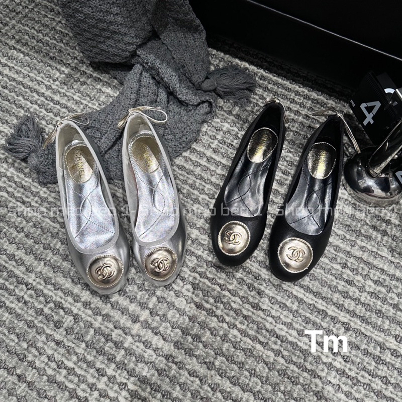 Giày búp bê khoá tròn đế bệt nơ sau fullbox