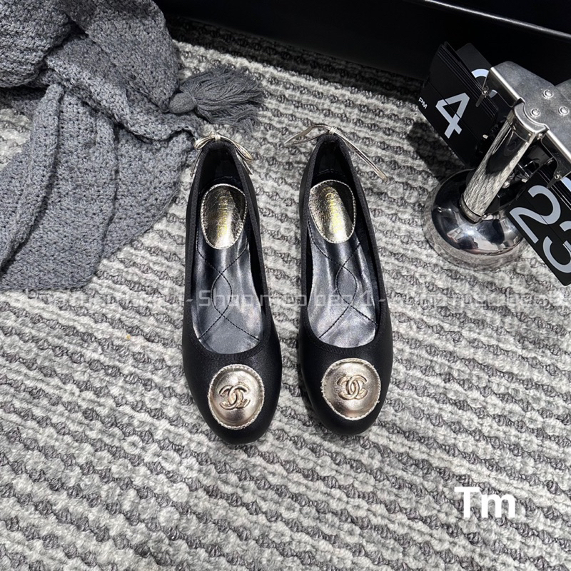 Giày búp bê khoá tròn đế bệt nơ sau fullbox