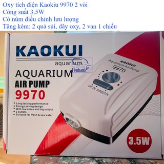 Máy thổi oxy tích điện 2 vòi  ĐỀ PHÒNG CÚP ĐIỆN hiệu JEBO 9970 thích hợp cho hồ cá cảnh, hồ thủy sinh và đi câu cá