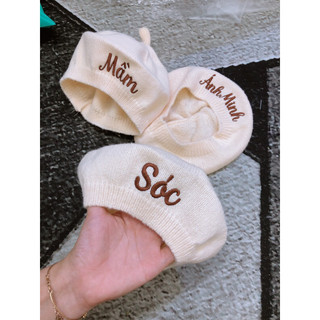 Mũ len nồi thêu tên cho bé