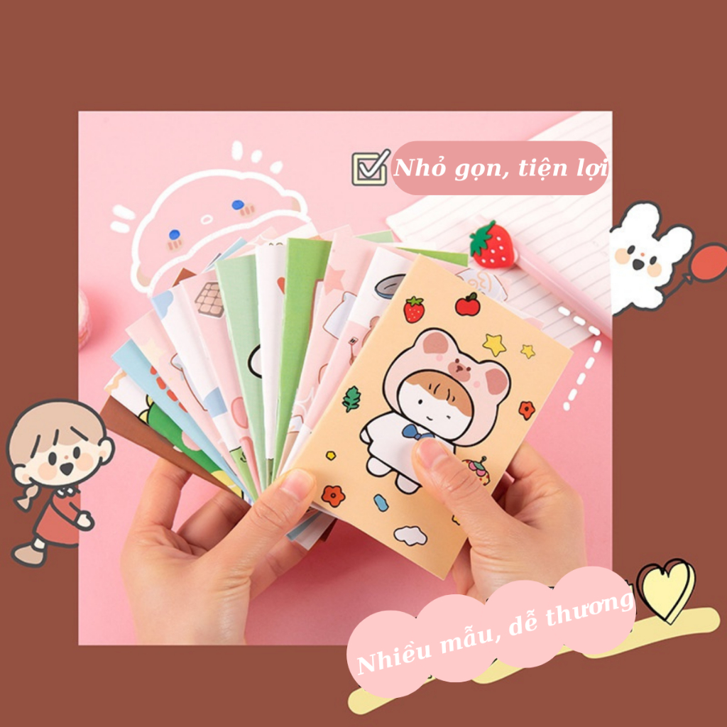 Sổ tay sổ ghi chép mini dễ thương vở kẻ ngang cầm tay 8.5x12cm 32 trang
