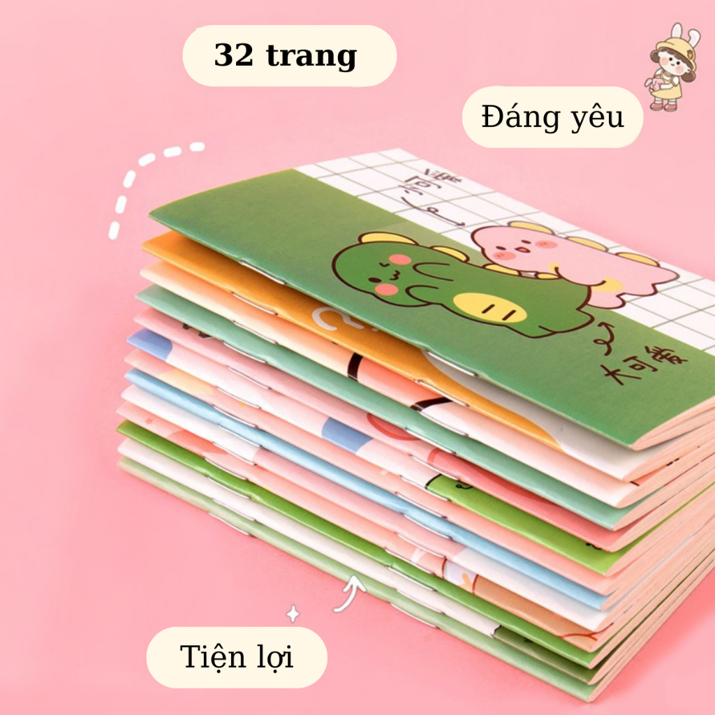 Sổ tay sổ ghi chép mini dễ thương vở kẻ ngang cầm tay 8.5x12cm 32 trang