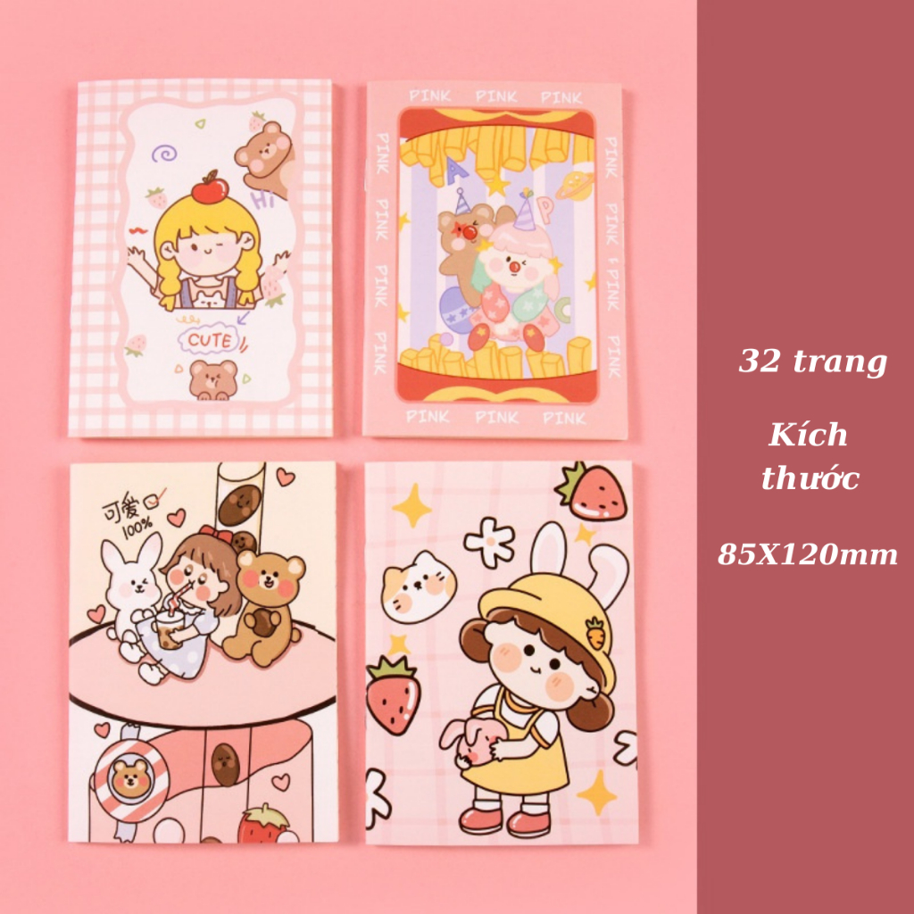 Sổ tay sổ ghi chép mini dễ thương vở kẻ ngang cầm tay 8.5x12cm 32 trang