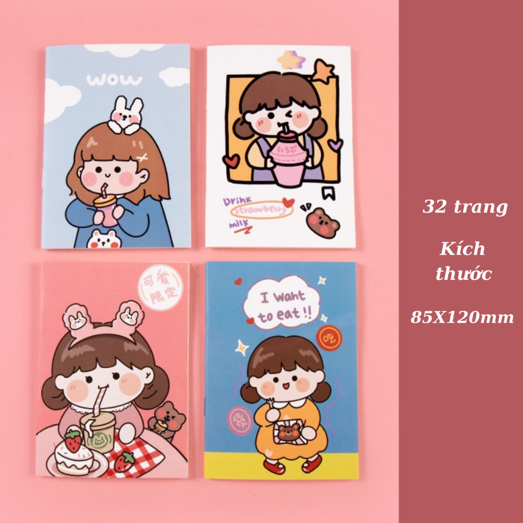 Sổ tay sổ ghi chép mini dễ thương vở kẻ ngang cầm tay 8.5x12cm 32 trang