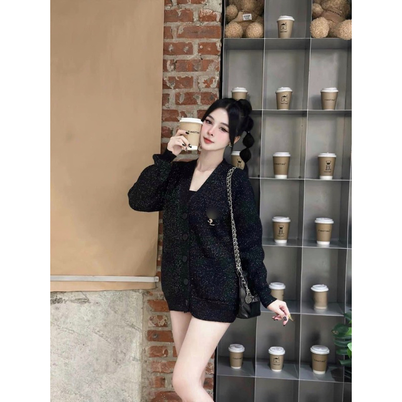 Áo Khoác Cadigan Nhũ QC