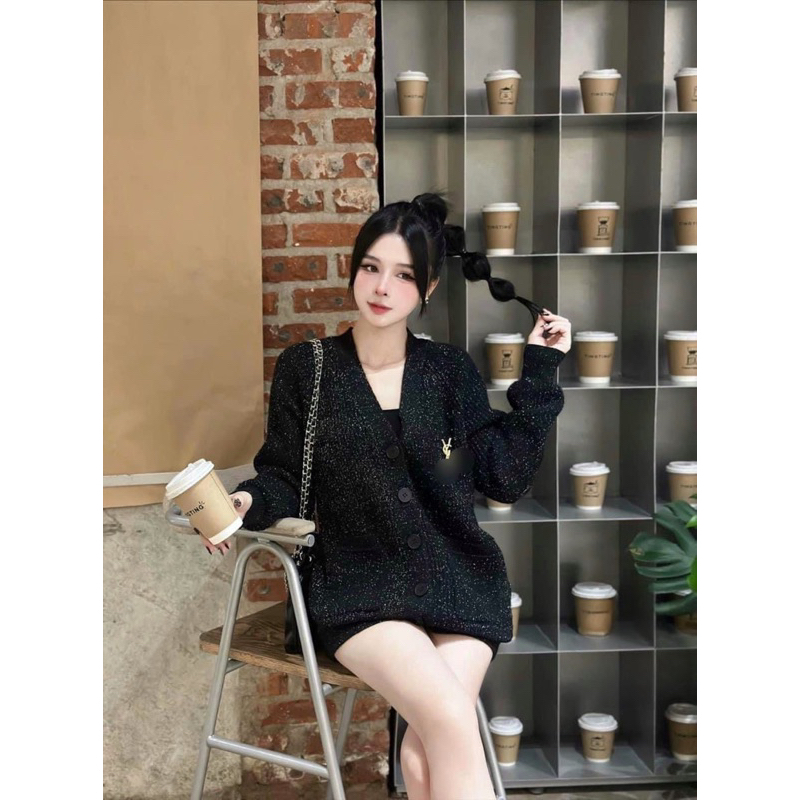 Áo Khoác Cadigan Nhũ QC