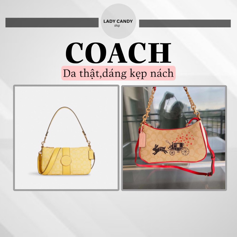 Túi COACH đeo chéo,đeo vai dáng thuyền, túi xách kẹp nách da phối canvas logo