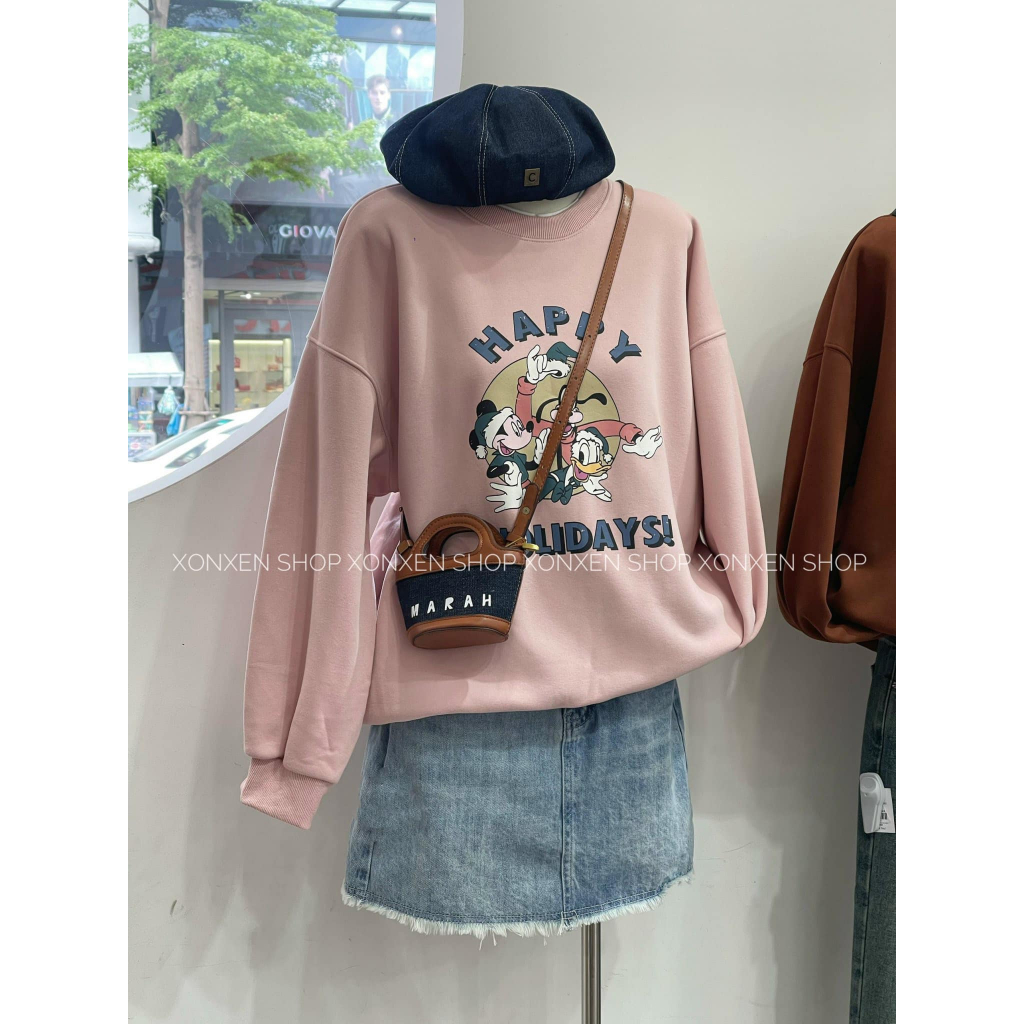 Áo Sweater Nữ Ami HAPPY HOLIDAYS Phối Lai Áo XONXEN SHOP QUẢNG NGÃI Mã 168