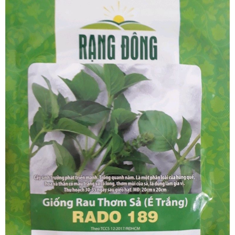Hạt giống lá é trắng Rado (rau thơm sả), đóng gói 5gr