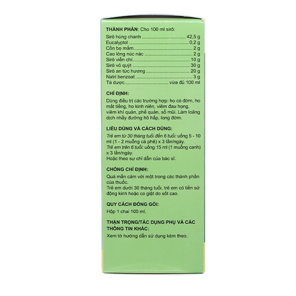 Siro Eugica giảm ho, long đàm chai 100ml