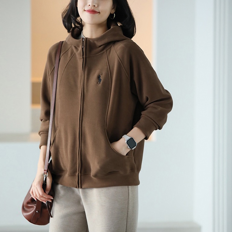 Áo khoác nỉ dài tay KAMAKA có mũ đơn sắc  - NU9380