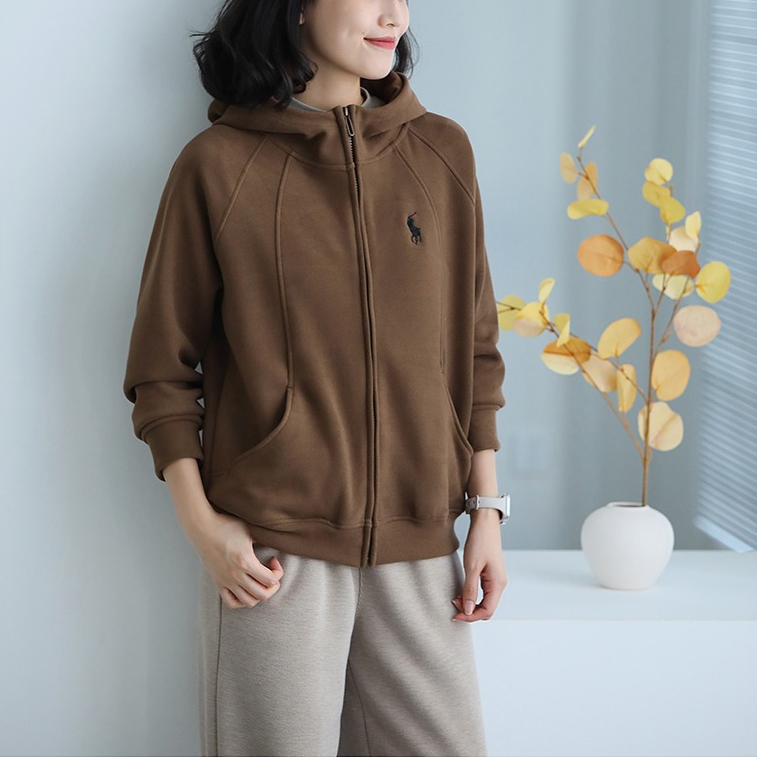 Áo khoác nỉ dài tay KAMAKA có mũ đơn sắc  - NU9380