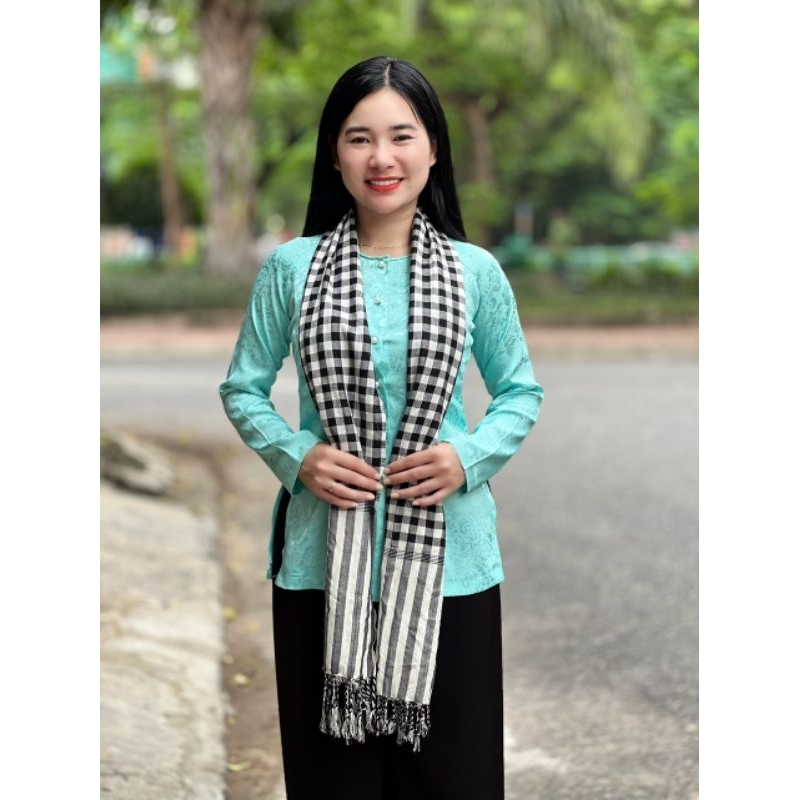 Khăn rằn Nam Bộ caro đen trắng 1m7x60