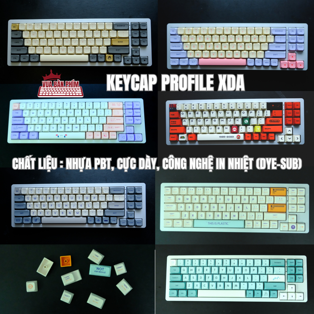Bộ keycap nút bàn phím PBT profile XDA nhiều mẫu đẹp hàng cao cấp cao 9.5mm, phù hợp hầu hết các layout bàn phím cơ
