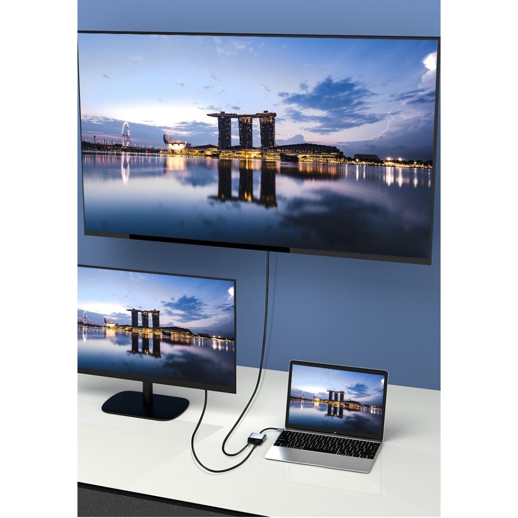 Hub  Type-c sang HDMI, VGA,  USB 3.0  Lenovo thinkplus