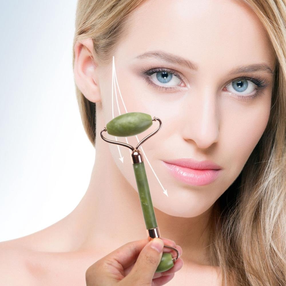 Thanh Đá Lăn Massage Mặt, Mắt, Cổ 2 Đầu - Cây Lăn Massage Mặt Đá Tự Nhiên