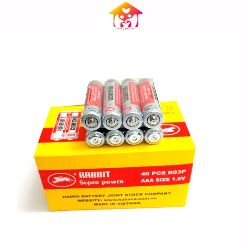 Pin  đũa AAA Con Thỏ  Chính Hãng Pin điều khiển  Chất Lượng Cao Hộp 40 viên
