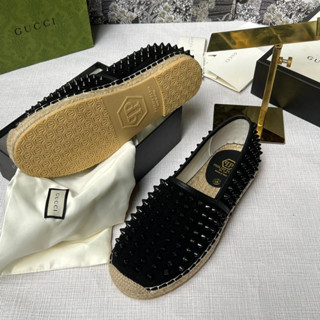 Giày cói lười nam Philipp Plein da nhung tag đinh đen đế khâu cói ép cao su nổi hoạ tiết vân cao cấp GS91P