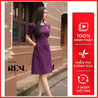 Đầm công sở mimi màu tím_ real