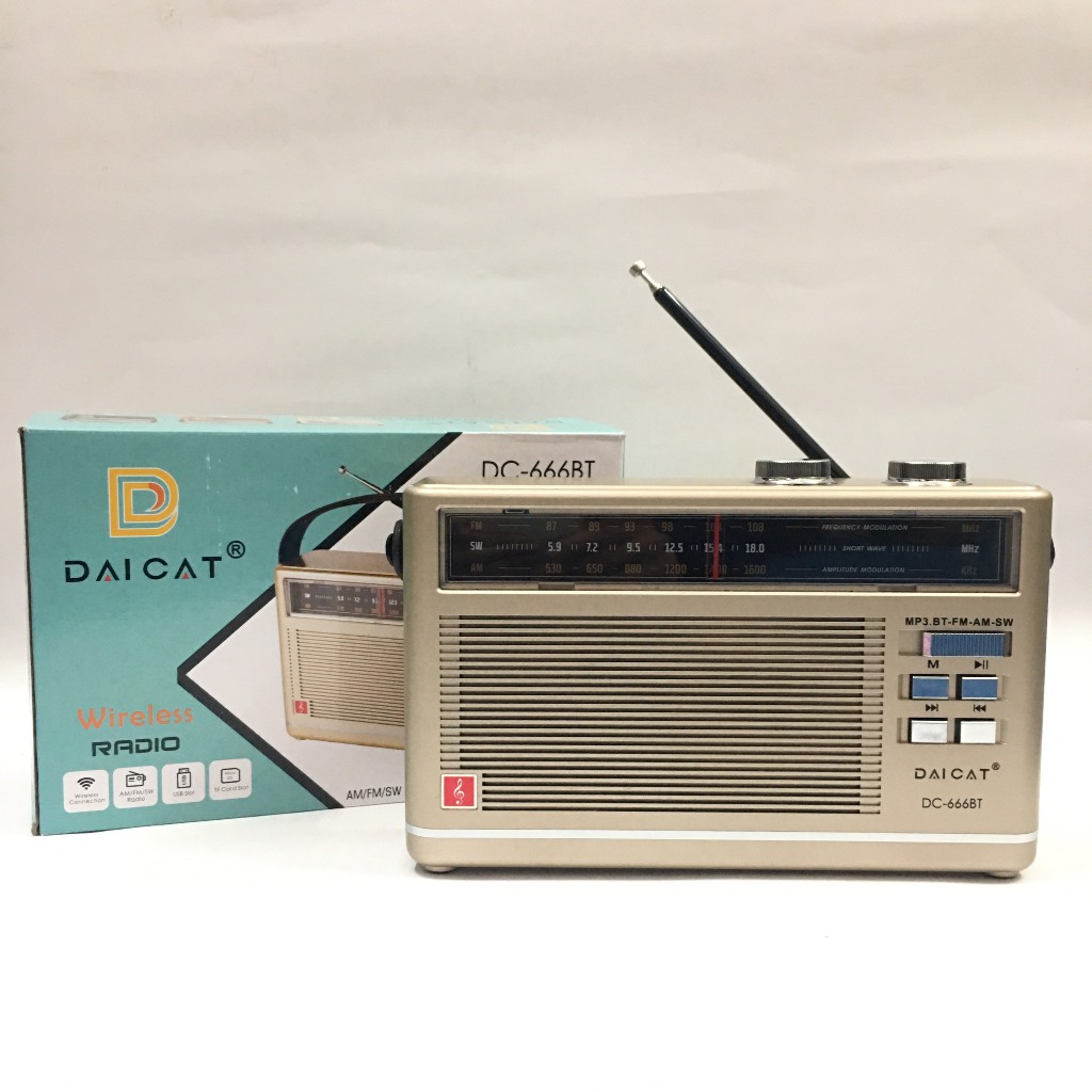 ĐÀI FM Radio DC-666BT- Bluetooth Đa Chức Năng Hỗ trợ thẻ nhớ và Usb mẫu mới Cho người thân yêu-Hàng Chính Hãng