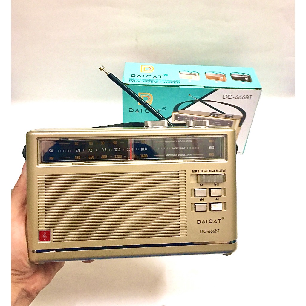ĐÀI FM Radio DC-666BT- Bluetooth Đa Chức Năng Hỗ trợ thẻ nhớ và Usb mẫu mới Cho người thân yêu-Hàng Chính Hãng